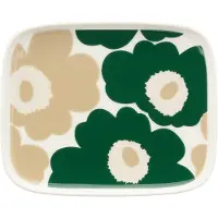 Marimekko Unikko bord 12x15 cm White-dark green-beige-light sand
