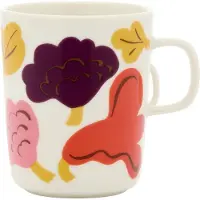 Marimekko Kukasta Kukkaan mok white-pink-terrac-plum, 25 cl