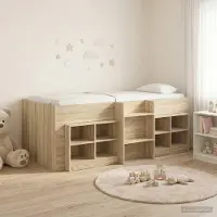 Prolenta Maison Exclusive - Bedframe in loftstijl met kast, 3 stuks, gemaakt van houtvezel in Sonoma-eikenlook