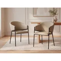 Vente-unique Set van 6 stoelen met armleuningen van velours en zwart metaal - Beige - ORDIDA - van Pascal Morabito