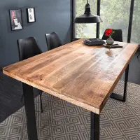 Riess Massieve eettafel IRON CRAFT 120cm mangohout zwart ijzeren frame slede industrieel design - 39875