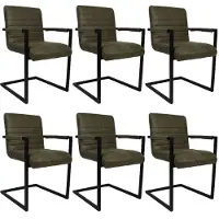 Bronx Industriële eetkamerstoel Block Antraciet eco leer - Eetkamerstoelen set van 6.