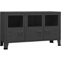 vidaXL Dressoir industrieel 105x35x62 cm metaal en glas antracietkleur