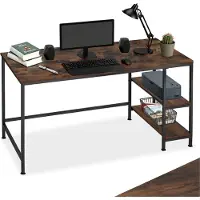TecTake - Bureau Canton - werkplek - bureau met opbergruimte - industrieel donkerbruin - 404423