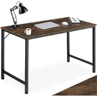 TecTake bureau Bureau 140 cm In hoogte verstelbare poten Industrieel hout Donkerbruin