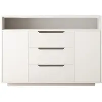 MODFU Dressoir - Open Vak En 3 Lades Met Deuren - Modern - Voor Woonkamer Of Kantoor - Bewerkt Hout - Wit - 120 X 40 X 85 Cm