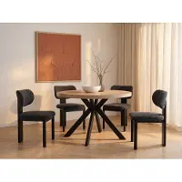 Vente-unique Uitschuifbare eettafel 4 tot 8 plaatsen van mdf en staal - Naturel en zwart - KOMONI