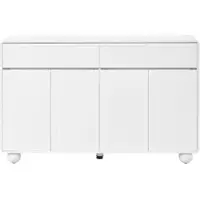 STILVORA Dressoir - Gebogen Deurdesign Met 2 Lades En 4 Deuren - Opbergkast Voor Woonkamer En Hal - MDF - 140x38x89 Cm - Wit