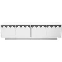 OKWISH Tv Meubel - Golvend Frontdesign - Woonkamer En Entertainmenthoek - MDF En Spaanplaat Wit - 170x40x45 Cm - 4 Deuren