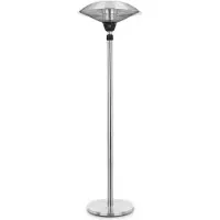 Blumfeldt Heat Guard Staande verwarmer - Staande verwarmer met 900, 1200 en 2100 W in 3 standen, hoogteverstelbare infraroodstraler, weerbestendig, aluminium standvoet, 1,8 m kabel, Zilver