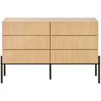 MODFU - Dressoir - Zes Laden - 3D Geometrisch Front - Scandinavische Stijl - Voor Woon- En Slaapkamer - MDF - Naturel
