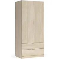 Dmora Appadu - Kledingkast 2 Deuren, 82x180h cm Eik Bruin, Kledinghanger