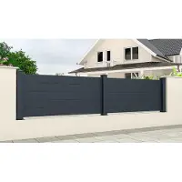 Vente-unique Schutting L189 x H78 cm in antraciet aluminium - NAZARIO