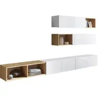 AX Living Wandmeubel Modern Kossana, breedte 25 - 300 cm, design: wit/gouden eik