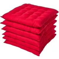 Homescapes stoelkussens – set van 6 zitkussens – katoen – 40x40 cm – rood – met lint – voor eetkamer & buitengebruik