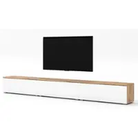 AX Living Dressoir 3x100cm, TV-meubel Loriano, eikenhout Wotan/wit, hoogglans