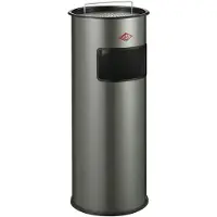 Wesco Staande Asbak met zeef zonder inzet | 50 Liter | Metaal - Nieuwzilver | Afvalbak met Asbak Staand - Made in Germany
