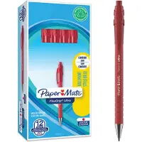 Paper Mate Flexgrip Ultra-balpen met drukknop | Medium punt (1,0 mm) | Rood | 12 stuks