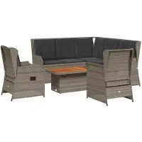 vidaXL 6-delige loungeset voor de tuin met kussens, grijs, polyrotan