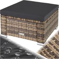 TecTake - Wicker hocker voetenkruk zitkruk tuinkruk - kleur natuur / beige - 403695