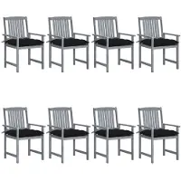 vidaXL Tuinstoelen 8 st met kussens massief acaciahout grijs
