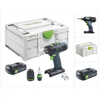 Festool T 18+3 Basic accuschroefboormachine 18 V 50 Nm borstelloos + 1x accu 3.0 Ah + systainer - zonder oplader