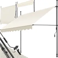 TecTake - klemluifel - Zonnescherm – Zonneluifel - Verstelbaar - Klem-zonwering - Zonnescherm Balkon - 250 x 180 cm - beige – zonwering - 404960