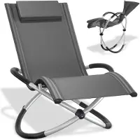 TecTake Ligstoel – Ergonomisch & Opvouwbaar – Draagvermogen 150 kg – 150 x 73 x 93 cm – Grijs