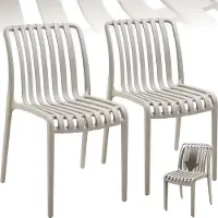 TecTake Set van 2 Tuinstoelen Alcudia - Taupe - Kunststof Stoelen - Stapelbaar - Stoelen voor Tuin, Terras of Balkon - Weerbestendig en UV-bestendig - Draagkracht 120kg per Tuinstoel