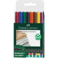 Faber-Castell Faber Castell Multimark Permanente Markerset - 8 stuks, Assortiment Kleuren