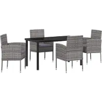 vidaXL Tuin Eettafel Set 5 st Grijs poly rattan