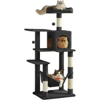Acaza Krabpaal - Krabpaal voor Grote Katten - Krabpaal voor Katten - 143 cm - Zwart - Kattenkrabpaal - Kattenboom - Krabpalen - Kattenhuis