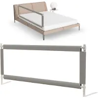 Heppie Babie HeppieBabie Bedhekje - Universeel - Extra Lang 150 CM - Verstelbaar - Grijs met opvangnet - Bedrand - Bedrail - Bedrek
