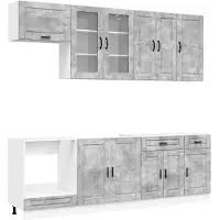 vidaXL Keukenelement PORTO, 8 stuks, betonkleur, houtvezel