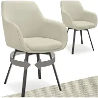 TecTake - Draaibare Eetkamerstoel Alicon - 57x59x88 cm – Set van 2 – Beige – Stijlvol en Comfortabel - Woonkamer Of Kantoor