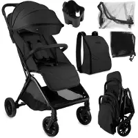 Momi ANDREA kinderwagen/buggy tot 22 kg - automatische inklapfunctie - rugzak, accessoires - zwart
