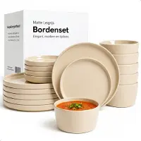 Luft Serviesset 6 Persoons - Restaurant Bordenset - Kommen - Eetborden - Modern - Massief Aardewerk, Keramiek - Crème/beige/wit - 18 delig
