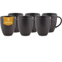 Vtwonen - Basic - Set van 6 - Mokken met Oor - Mat Zwart - Porselein - 275ml