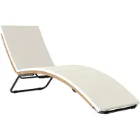 Outsunny Single Rattan Lounger (Non-Simple)-Staal, PE-rattan-175L x 57B x 80H cm-Crèmewit
