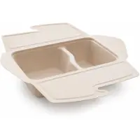 Sabert Pluspack Menubox To-Go met Vouwbare Deksel en 2 Compartimenten - 800 ml - 75 stuks