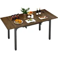 Puluomis - Uitschuifbare eettafel - 110–149 x 70 cm - Keukentafel - met metalen poten - Rechthoekig tafelblad voor 4–6 personen - bruin