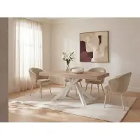 Vente-unique Uitschuifbare eettafel 6-10 personen in MDF en metaal - Houtlook en wit - CATONAV