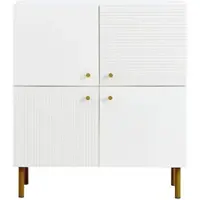 MODFU - Dressoir - Verticale Frontstructuur - Modern - Voor Woonkamer - MDF - Wit - 80 x 36 x 90 cm