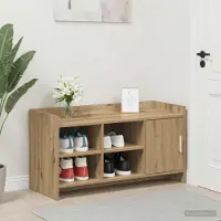 vidaXL Schoenenkast 100 x 39,5 x 51 cm Bewerkt hout Artisanaal eiken