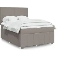 vidaXL Boxspring met matras stof taupe 140x200 cm