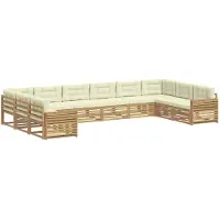 vidaXL Sofa-Sets 10 st Wit en crèmekleurig Polyester