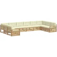 vidaXL Sofa-Sets 10 st Wit en crèmekleurig Polyester