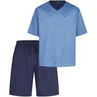 Hajo Pyjama kort 'Klima Light' blauw / donkerblauw