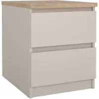Woonexpress Nachtkastje Luna - Taupe Eiken Houtlook - 2 Lades - Modern & Elegant