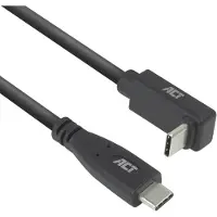 ACT AC7470 USB 3.0 Kabel | 10Gbps 60W USB Type-C (recht) naar USB Type-C (haaks boven/beneden) | Zwart | 50 cm